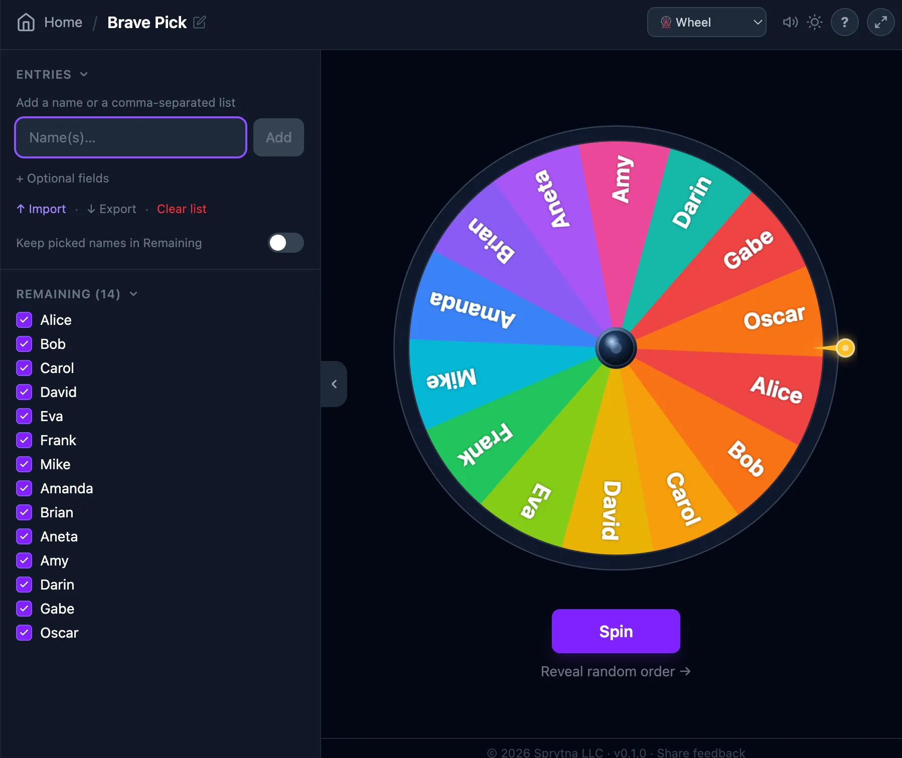 Any One Will Do - Wheel