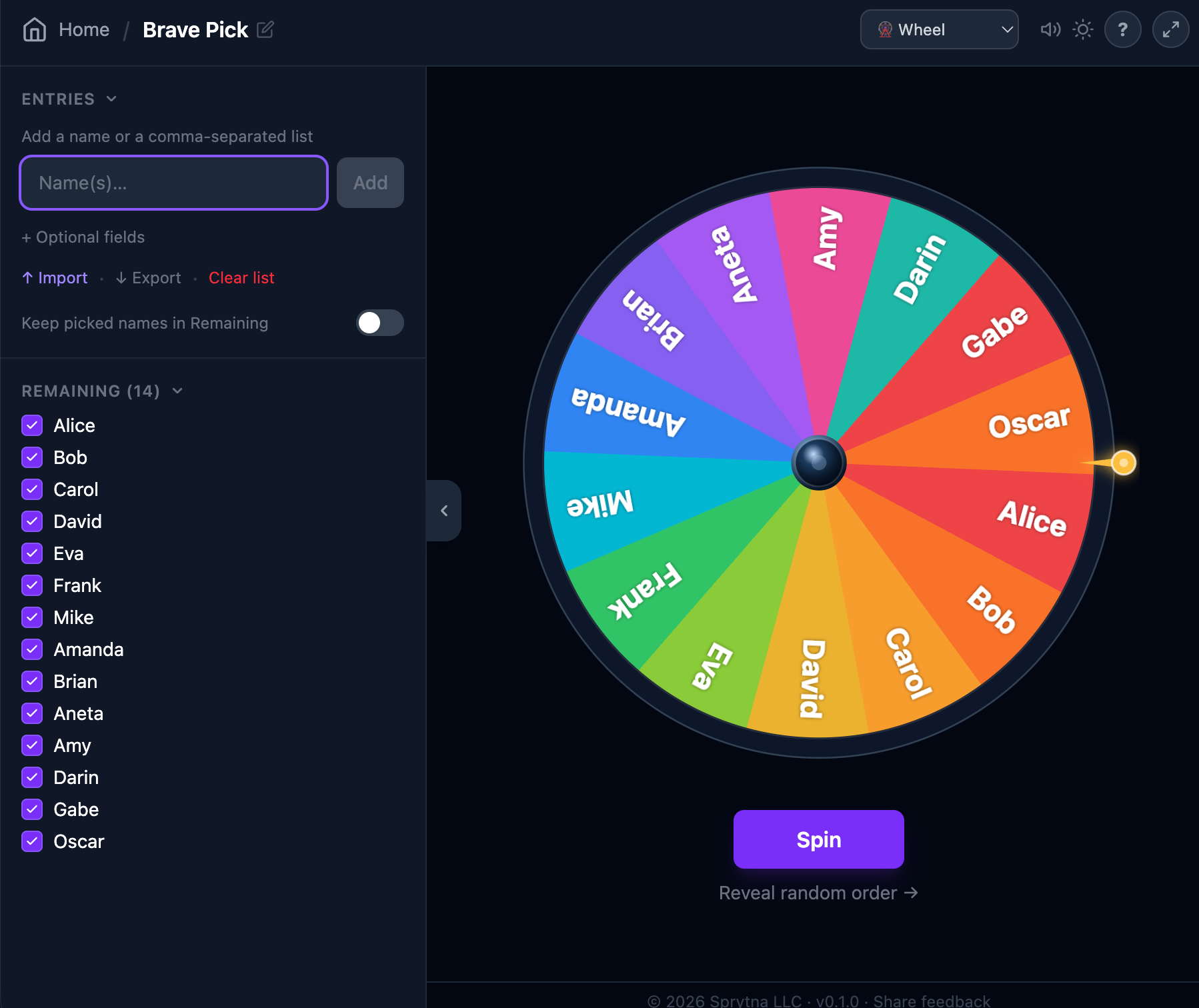 Any One Will Do - Wheel